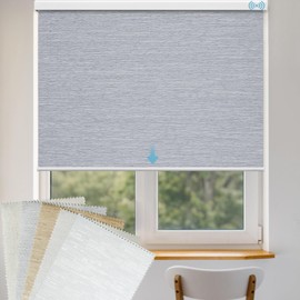 VIDEMA Motorized Roller Shade Fabric Samples (Blackout Blinds, Fabric Samples（Jacquard White,Beige,Coffee,Striped Grey,Linen Beige）)
