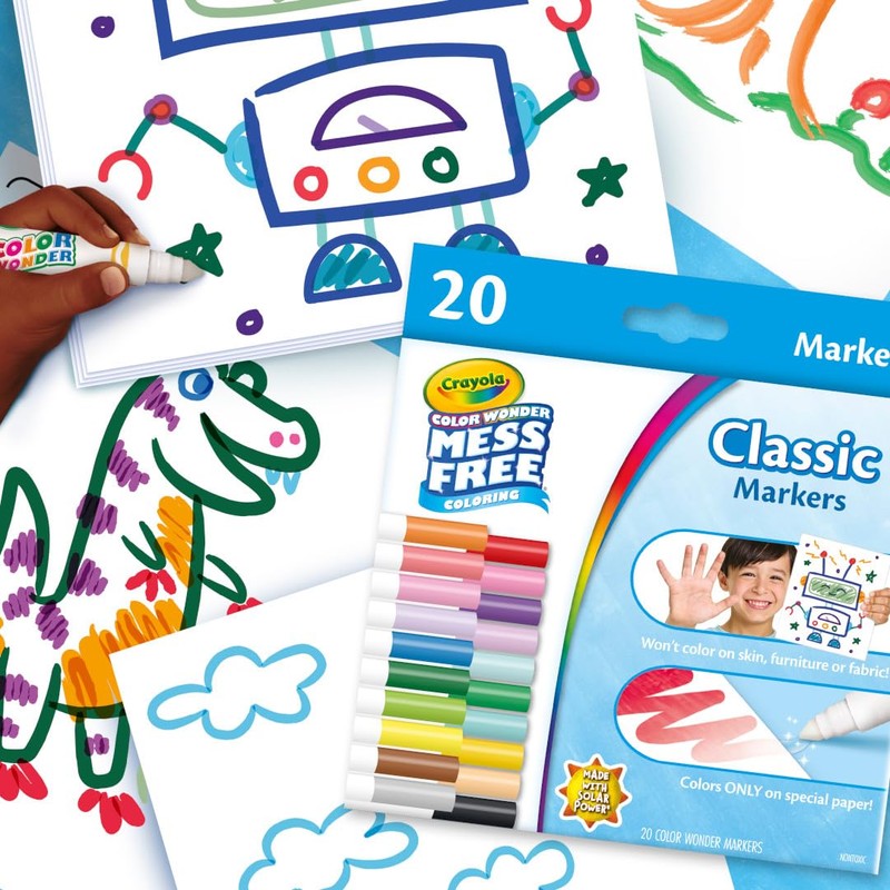 Crayola Color Wonder Marker Refill Set (20ct), Mess Free Broad
