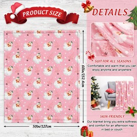 JarThenaAMCS Christmas Fuzzy Blanket 60 x 50 Inch Pink Santa Clause Xmas Tree Throw Blanket Soft Warm Winter Blanket for Home Chair Sofa Couch Bed
