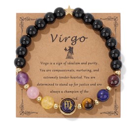 GolbalJew Virgo Zodiac Bracelets Healing Crystal 12 Constellations Protection Stone Beads Bracelet for Women Birthday Zodiac Gifts Horoscope Spiritual Jewelry