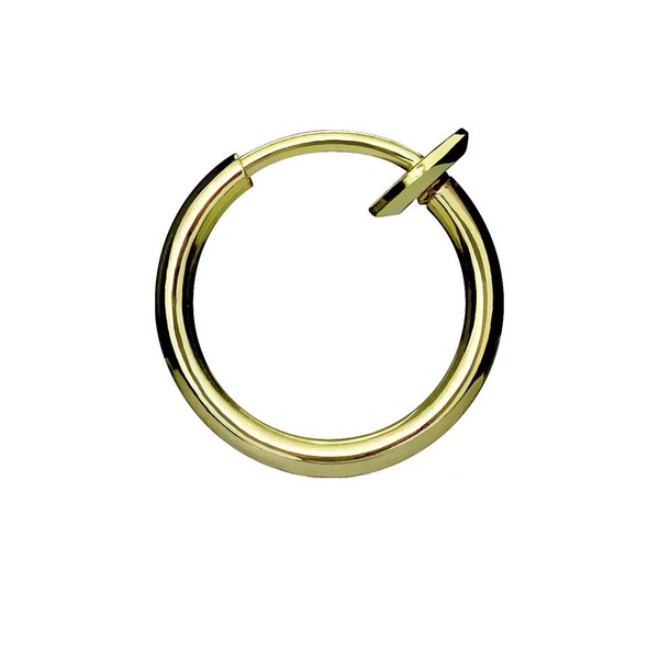 PiercedOff Titanium Gold Tone Spring Action Fake Ring for Nose,