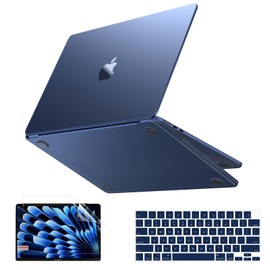 AKIT Compatible with MacBook Air 13 Inch Case M3 2024-2022 M2 A2681 A3113 Frosted Clear Cover Protective Hard Case + Keyboard Skin + Screen Protector,Midnight Blue