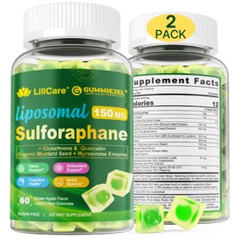 LILICARE LILICARE Sulforaphane Supplement 150mg, from Broccoli Sprouts w/Myrosinase,Quercetin, Glutathione, Phosphatidylcholine, Broccoli Supplement for Antioxidants Natural Detox Cell Health, 120 Cts