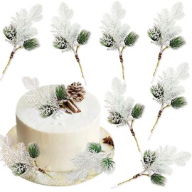 Cyodoos 24PCS Christmas Cupcake Toppers Picks Artificial Pine Tree for Merry Christmas Table Decorations Baby Shower Decorations Supplies