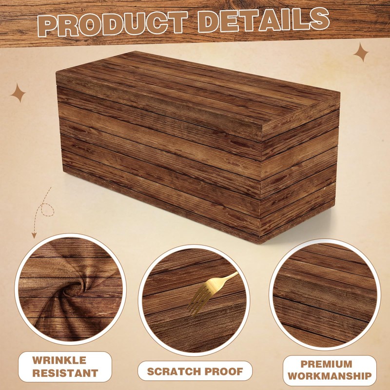 Moukeren 6 ft Fitted Wooden Grain Table Cover Brown Rustic