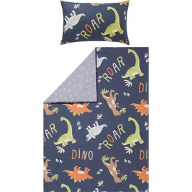 Erwin Müller Children's Reversible Bed Linen Flannelette Dark Blue Size 100 x 135 cm (40 x 60 cm)