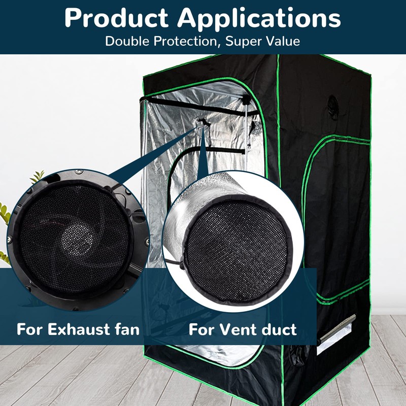 2Pcs 6 Inch Grow Tent Vent Cover Filter, Duct Filter