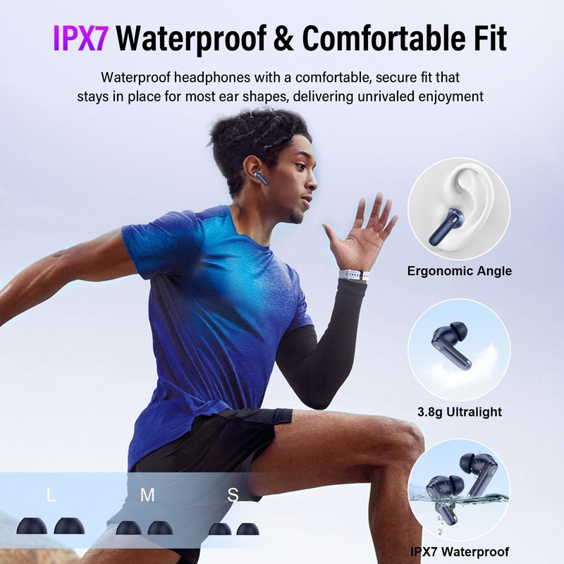 Wireless Earbuds, Bluetooth 5.4 Headphones with Multifunctional Touch Screen, 48H