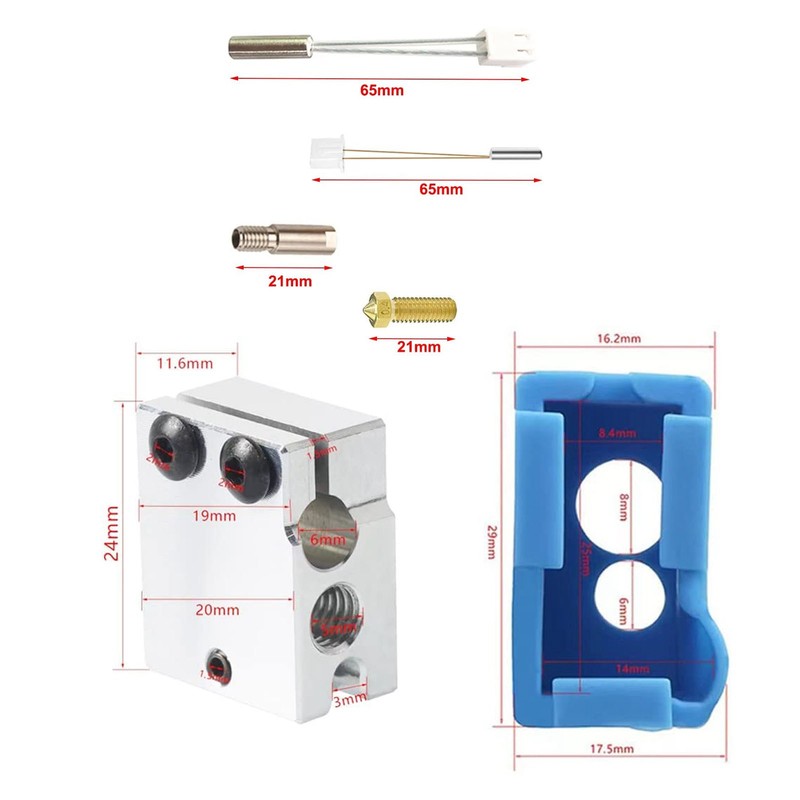 3D Printer Hot End Nozzle Kit Extruder 24V Heating Pipe