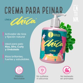 LATINA® Crema para Peinar - CHICA® Crema para Peinar Rizos Belleza Mujer - Activador de Rizos Complementar con Tratamiento para Cabello Maltratado