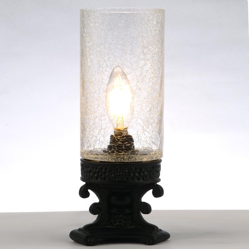 ANLONGLU Small Crackled Glass Table Lamp Mini Candle Desk Night