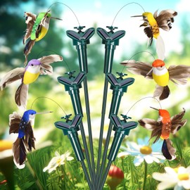 GlikCeil 6 Pcs Solar Battery Powered Fluttering Hummingbird Solar Garden Stakes Wobble Humming Bird Garden Decor Humming Birds Yard Decorations for Landscape Outside Patio, Multicolor