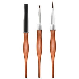 AMilHiTon 2Pcs Nail Art Brush Set, Multi-Functional 3D Nail Pen for Gel Extensions, Builder Nail Gel Design and Home DIY Manicure (Wood Color)