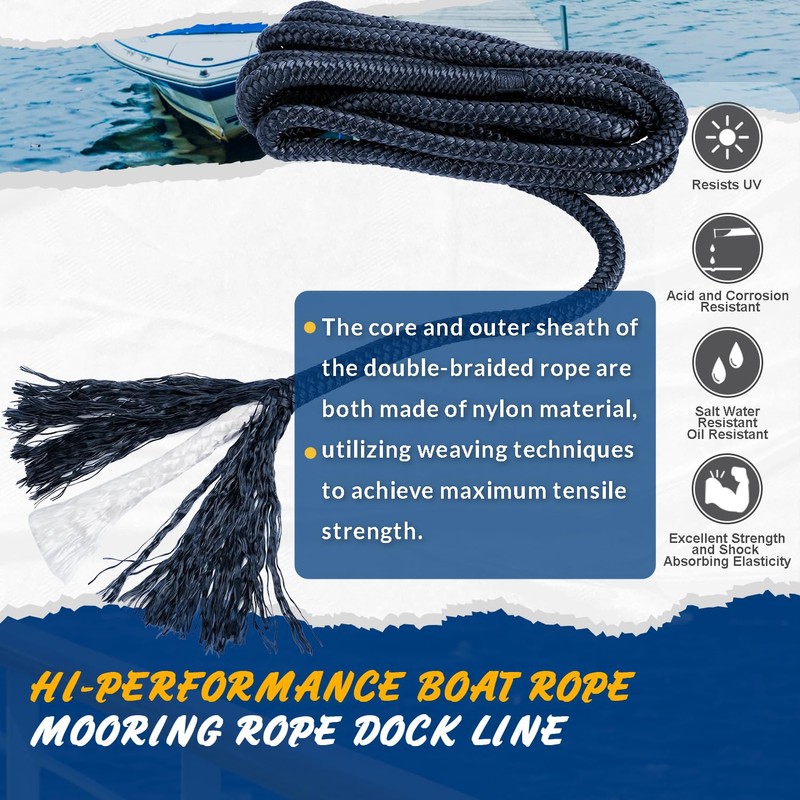 Young Marine 3/8 Inch x 15FT Double Braided Nylon Dock
