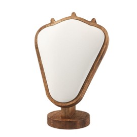 SWTOOL Walnut Color Wood Necklace Display Stand with White Leather Soft Mat Necklace Holder Organizer Desktop Stand for Dresser Home Selling Shows (White)