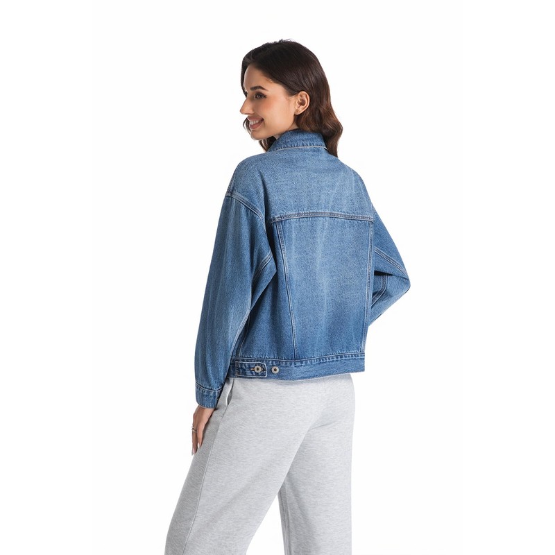 EG CHRIS G Women's Denim Jacket Loose Fit with Pocket