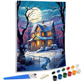 SKRYUIE Paint by Numbers Kits for Adults Hut, Acrylic Oil Scenery Paint by Numbers for Adults Beginner Canvas with Brushes Paintwork Art Crafts for Home Decor 16x20 inch x10