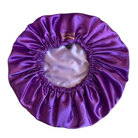 Love Fulfilled Satin Bonnet Extra Large Double Layer Reversible Adjustable Women Silky Satin Bonnet Great (Royal Purple & Lavender)
