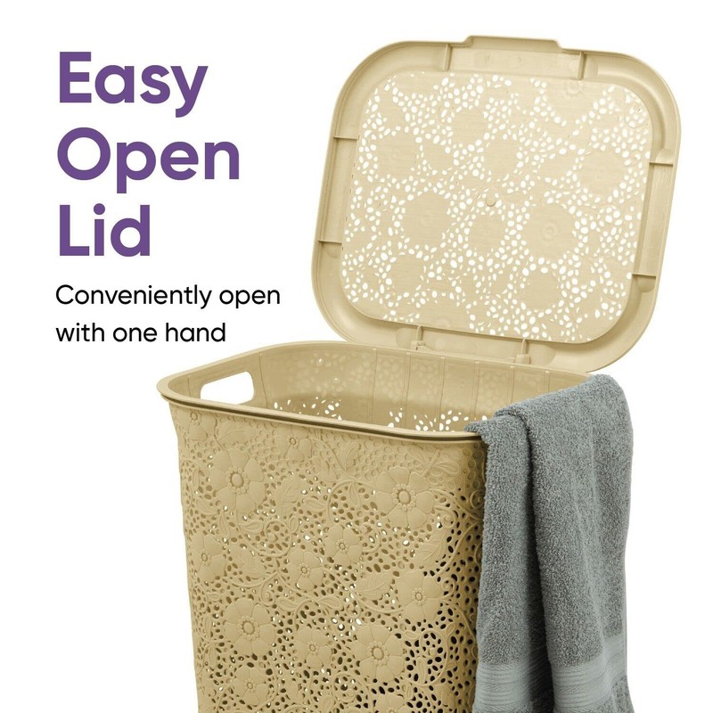 Superio Lace Laundry Hamper, Beige-1 Pack