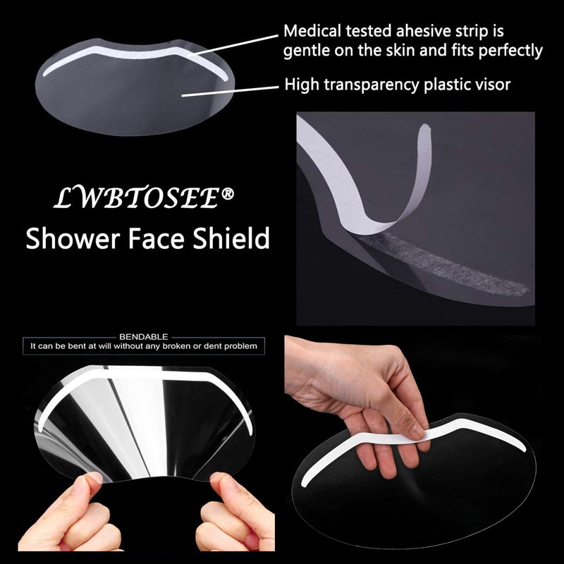LWBTOSEE Disposable Plastic Eye Shield,For Shower,Microblading, Eyelash Extensions, Face Shields