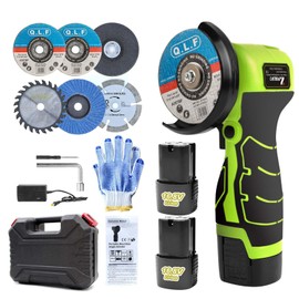 ZFULVO Cordless Brush Angle Grinder Kit, 19500rpm Mini Electric Angle Grinding Tool with 2pcs 16.8V 2000mAh Batteries and 5-Cutting Discs, Grinder Handheld Cutter for Metal Wood