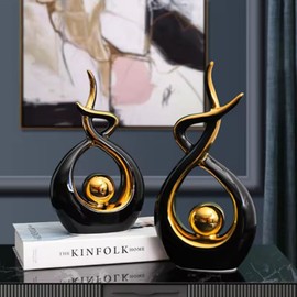 ELEGANTZ Abstract Art Ceramic Statues – Modern Shelf Decorations – Centerpiece Luxury Table Decorations for Living Room, Coffee Table, Office – Elegant Home Decorations - Ornaments for Home Decor