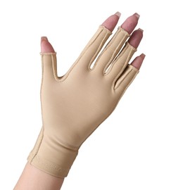 NURCOM Compression Arthritis Gloves Support for Women & Men, Relieve Pain & Swelling from Arthritis, Carpal Tunnel, Tendinitis, Tendonitis, Single Glove for Left & Right Hand, Open Finger Beige Small