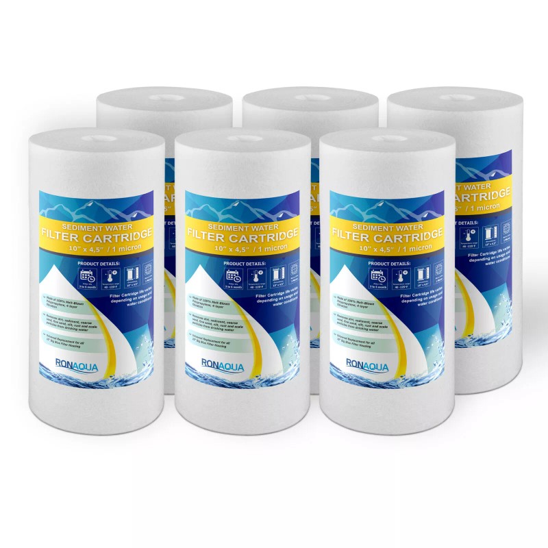 Ronaqua 6-PACK of Big Blue 10”x4.5” 1 Micron Sediment Water