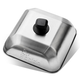 10 Inch Basting Cover Square Stainless Steel,Rectangular Stainless Steel Griddle Lid,Cheese Melting Dome and Steaming Cover,Heat Resistant for BBQ Flat Top Gas Grill Griddle Indoor/Outdoor- Sliver