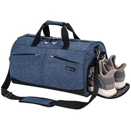 Kuston Sports Gym Bag with Shoes Compartment &Wet Pocket Gym Duffel Bag Overnight Bag for Men and Women, Navy blue
