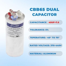 45/7.5 uF 45+7.5 MFD ± 5% 370 V o 440 V Dual Run Start AC Capacitor para arranque de motor o bomba de calor, condensador, bomba de piscina