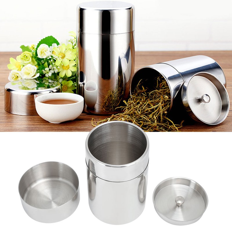 Portable 304 Stainless Steel Sealed Tea Leaf Storage Jar Canister