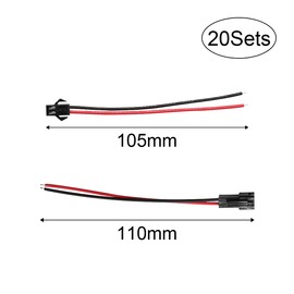20 Pairs JST Connector Wires AWG JST SM 2 Pin Plug Male and Female Connector for LED Light Lamps Electronic Equipment