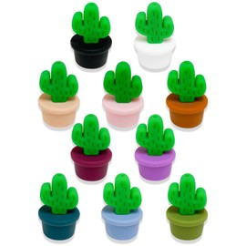 HIZEMLK 10PCS 3D Flower Pot Silicone Beads, Funny Green Cactus Pot Silicone Focal Beads for Keychain Making, Cute Cactus Plants Loose Beads Bulk for Pens DIY Crafts Necklace Bracelet Lanyard