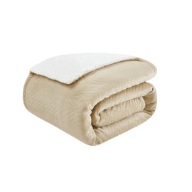 Cannon Carved Faux Fur Tan Full/Queen Blanket, Textured Solid Color, Adult Bedding, Oeko-TEX Certified