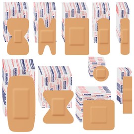 Assorted Bandage Variety Pack - 800 Pcs, Waterproof & Breathable Large Adhesive Fabric Bandage Bulk Pack for First Aid Supplies and Wound Protection (10 Styles)