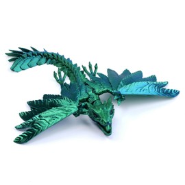 QINGMIAO 3D Printed Dragon, Feathered Wyvern Dragon, 3D Printing Toys, Articulated Dragon, Fidget Dragon, Home Office Decor Desk Toys Pet (Green)