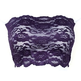 Ally Rose Toppers Stretch Lace Camisole Bandeau Tube Top 8 Inches Long Plum M