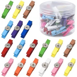 50 PCS Push Pins With Wooden Clips, Wooden Clips Push Pins, Pushpins Paper Clips, Wooden Craft Clips, for Photo Wall Display, Craft, Decorative Crafts and Drawing (Colorful)