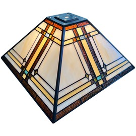 Capulina Tiffany Lamp Shade 12 Inches Wide Accessories Replacement Cream Mission Style Stained Glass Lampshade for Table Lamp