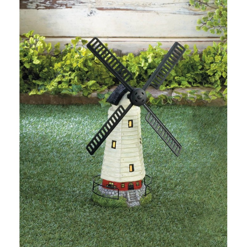 Accent Plus HOME YARD GARDEN DECOR SOLAR-POWERED WINDMILL LIGHTHOUSE