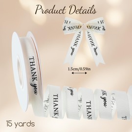 Thank You Ribbon 3/5 Inch x 40 Yard Thank You Custom Ribbon for Favors Gift Wrapping Crafts Home Decor Birthdays Anniversaries