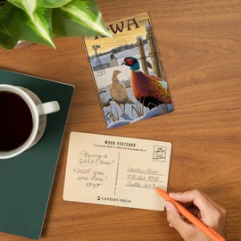 Iowa, Pheasants (4x6 Birch Wood Postcards, 2-Pack Stationary, Rustic Home Wall Decor)