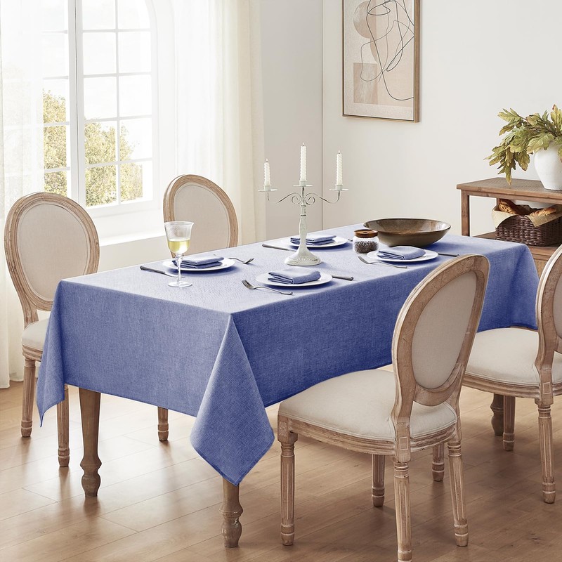 Softalker Linen Textured Rectangle Tablecloth,Waterproof Wipeable Farmhouse Burlap Table Cloth,