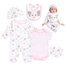 Reborn Baby Dolls Clothes 22 Inch Cute Elephant Girl Outfits for 20-22 Inch Newborn Doll Clothing Accessories