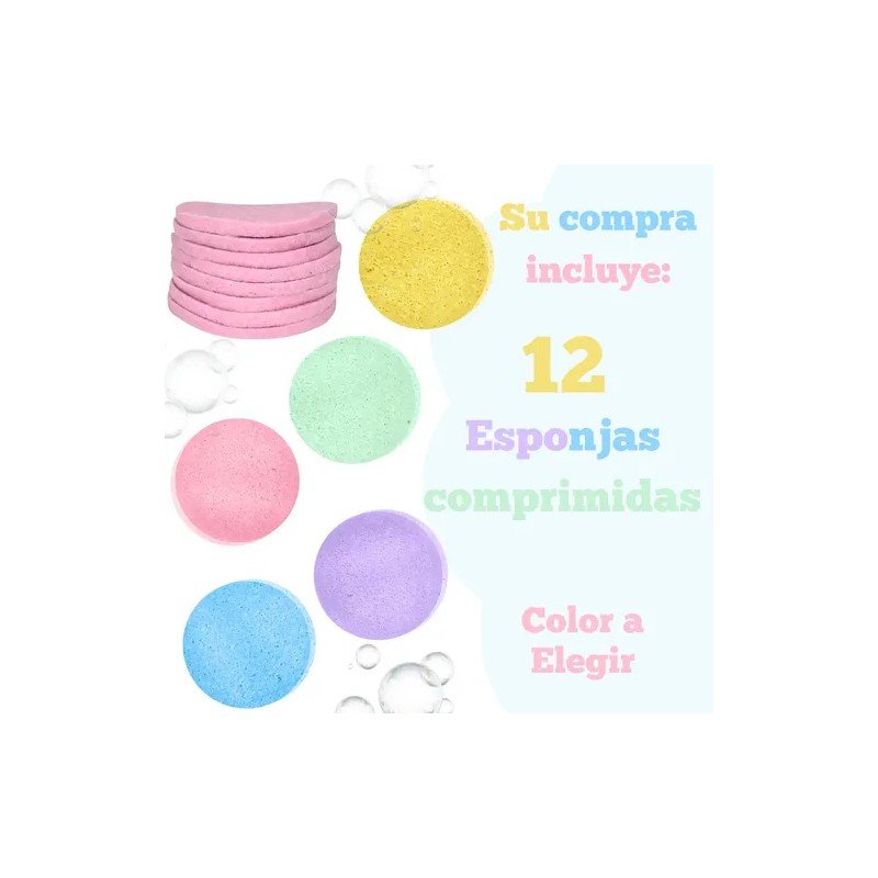 Pack 12 Esponjas Faciales de Celulosa Suave Comprimida Amarillas