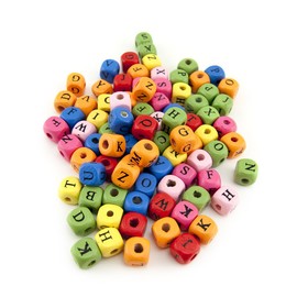 Hygloss Products Wooden Colored ABC Cube 90 Beads, Pcs