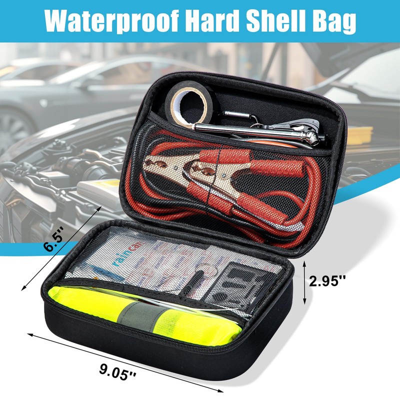 AUTODECO Roadside Emergency Kit Car Safety Kit with Jumper Cables