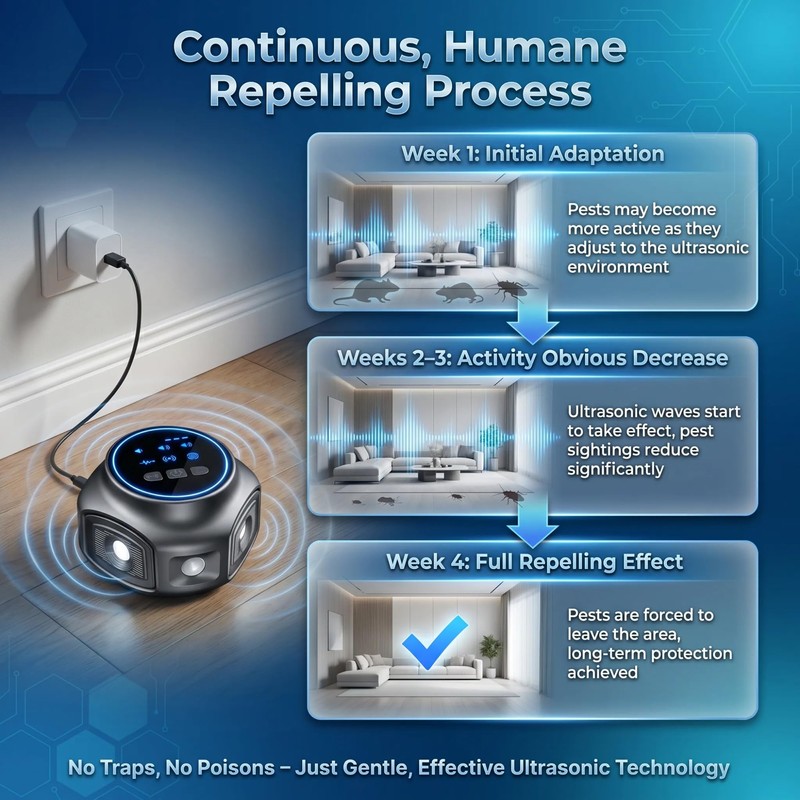 Ultrasonic Devices, 3 Smart Modes, LCD Display for Home, Office,