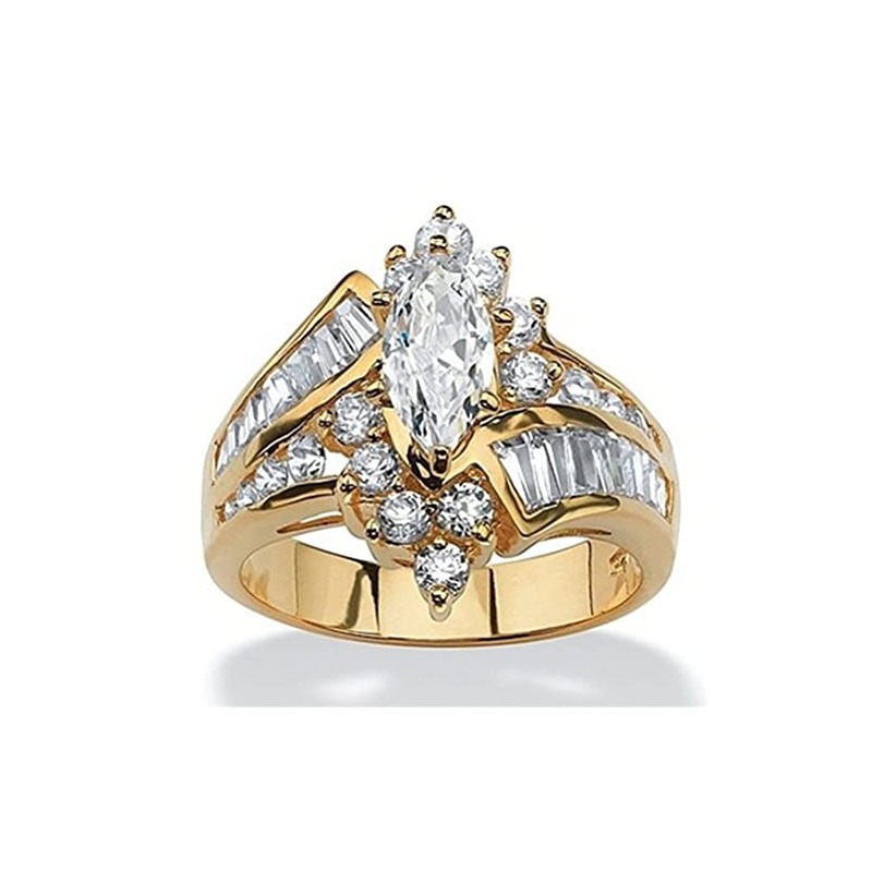 Anillo de compromiso chapado en oro blanco y amarillo de